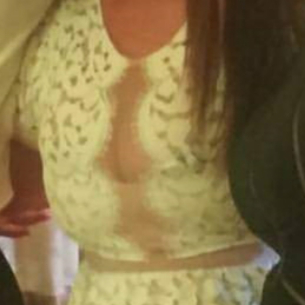 BCBG nude and white lace dress